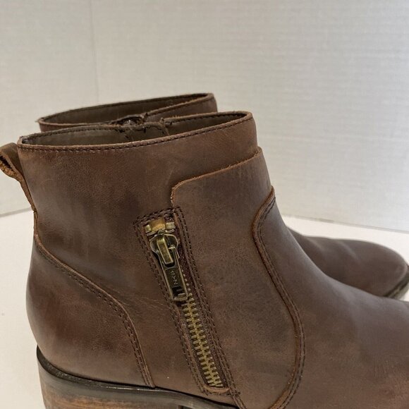 CROWN VINTAGE Womens Leather Ankle Boot Size 6M Cathy Side Zip Brown Blogger Fav - Picture 2 of 11
